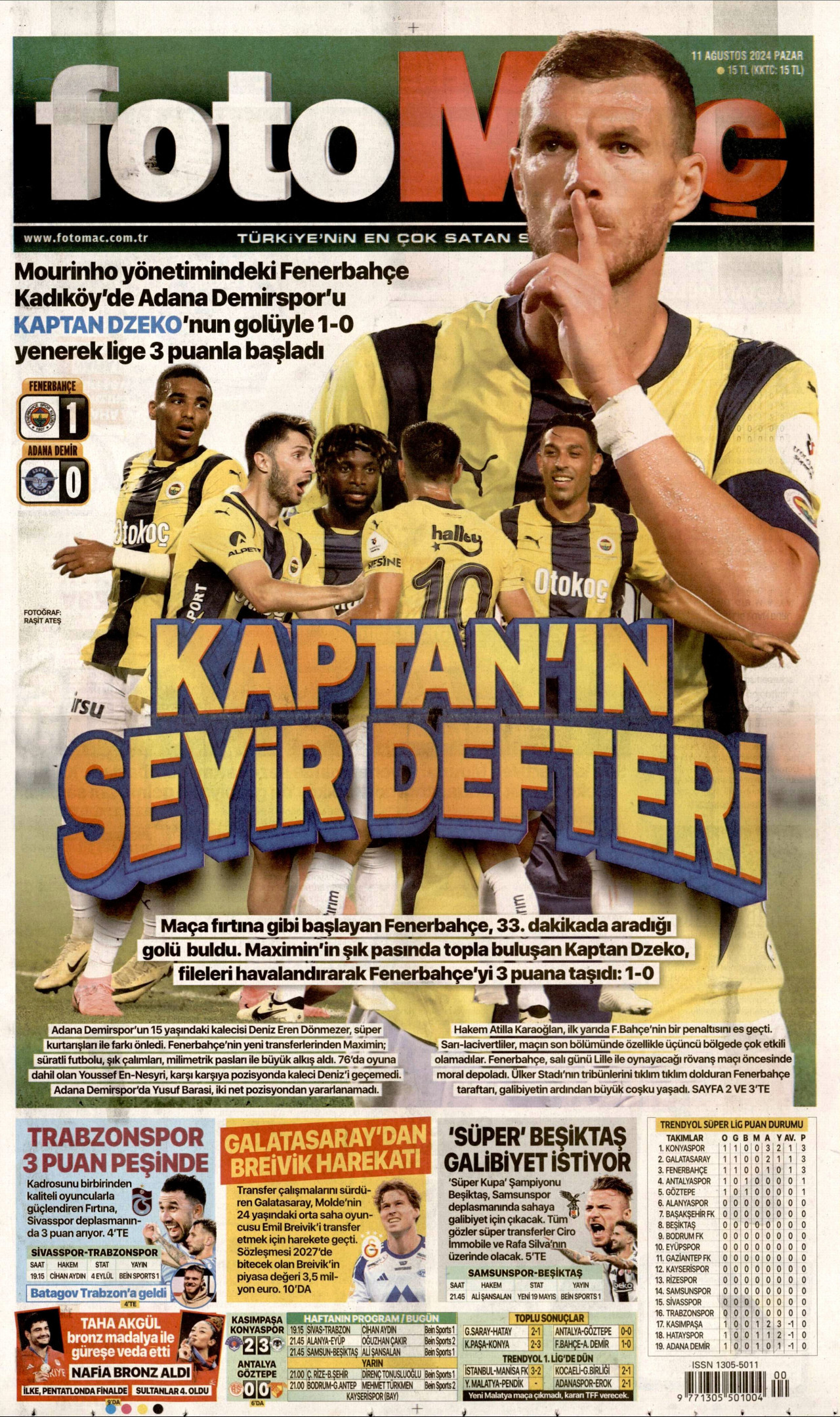FOTOMAÇ gazetesinin 11 Ağustos 2024 tarihli birinci sayfası