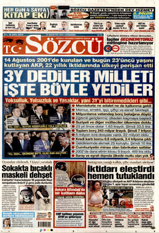 SÖZCÜ 14 Ağustos 2024 gazete manşeti