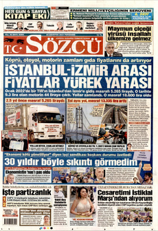 SÖZCÜ 22 Ağustos 2024 gazete manşeti