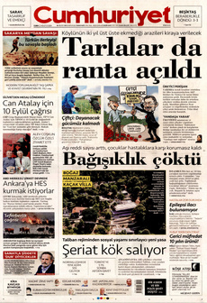 CUMHURİYET 23 Ağustos 2024 gazete manşeti
