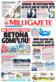 MİLLİ GAZETE 23 Ağustos 2024 gazete manşeti