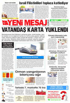 YENİ MESAJ 24 Ağustos 2024 gazete manşeti