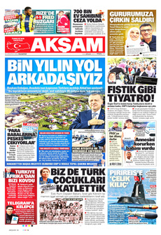 AKŞAM 26 Ağustos 2024 gazete manşeti