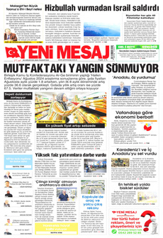 YENİ MESAJ 26 Ağustos 2024 gazete manşeti