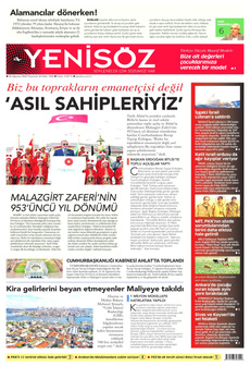 YENİ SÖZ GAZETESİ 26 Ağustos 2024 gazete manşeti
