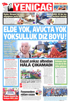 YENİÇAĞ 27 Ağustos 2024 gazete manşeti