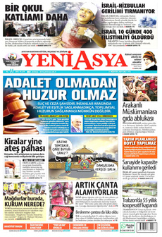 YENİ ASYA 27 Ağustos 2024 gazete manşeti