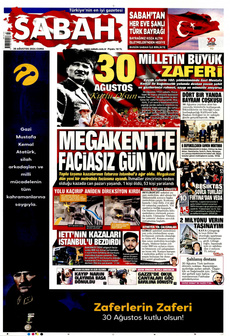 SABAH 30 Ağustos 2024 gazete manşeti