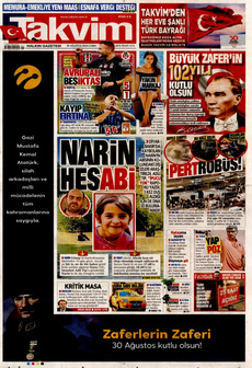 TAKVİM 30 Ağustos 2024 gazete manşeti