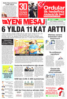 YENİ MESAJ 30 Ağustos 2024 gazete manşeti