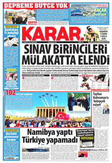 KARAR 31 Ağustos 2024 gazete manşeti
