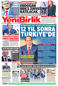 YENİBİRLİK 4 Eylül 2024 gazete manşeti