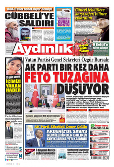 AYDINLIK GAZETESİ 9 Eylül 2024 gazete manşeti