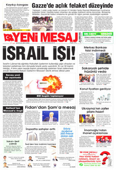 YENİ MESAJ 20 Eylül 2024 gazete manşeti