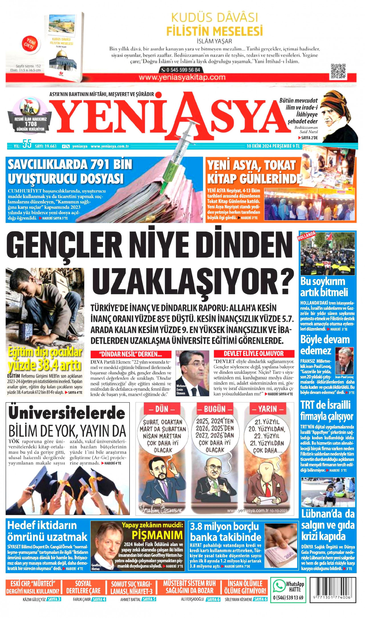YENİ ASYA gazetesinin 10 Ekim 2024 tarihli birinci sayfası