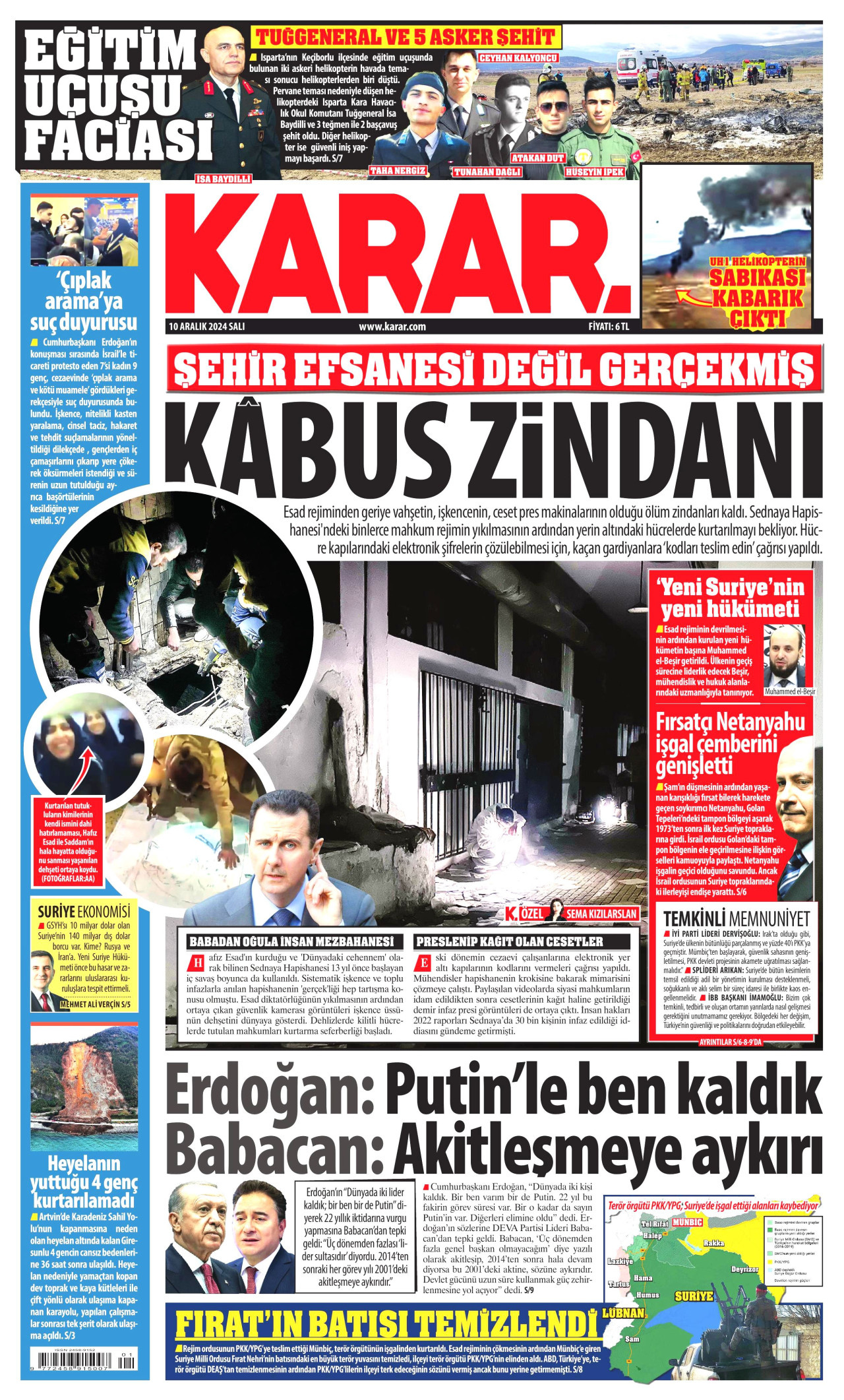 KARAR gazetesinin 10 Aralık 2024 tarihli birinci sayfası