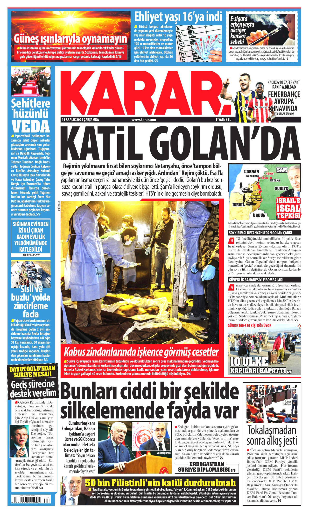 KARAR gazetesinin 11 Aralık 2024 tarihli birinci sayfası