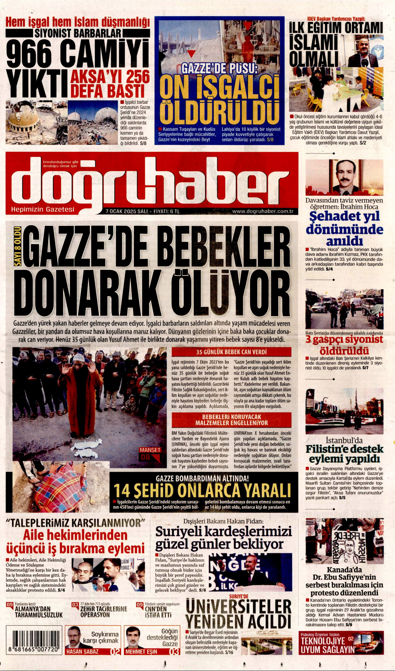 DOĞRU HABER gazetesinin 7 Ocak 2025 tarihli birinci sayfası