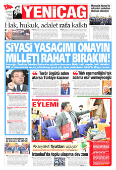 YENİÇAĞ 16 Ocak 2025 gazete manşeti