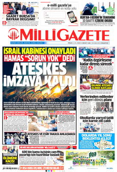 MİLLİ GAZETE 18 Ocak 2025 gazete manşeti