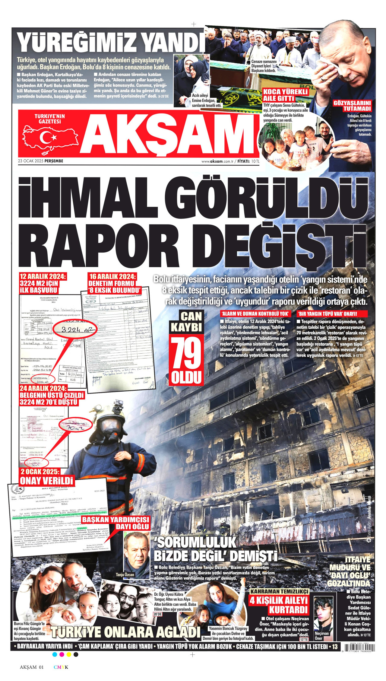 AKŞAM gazetesinin 23 Ocak 2025 tarihli birinci sayfası