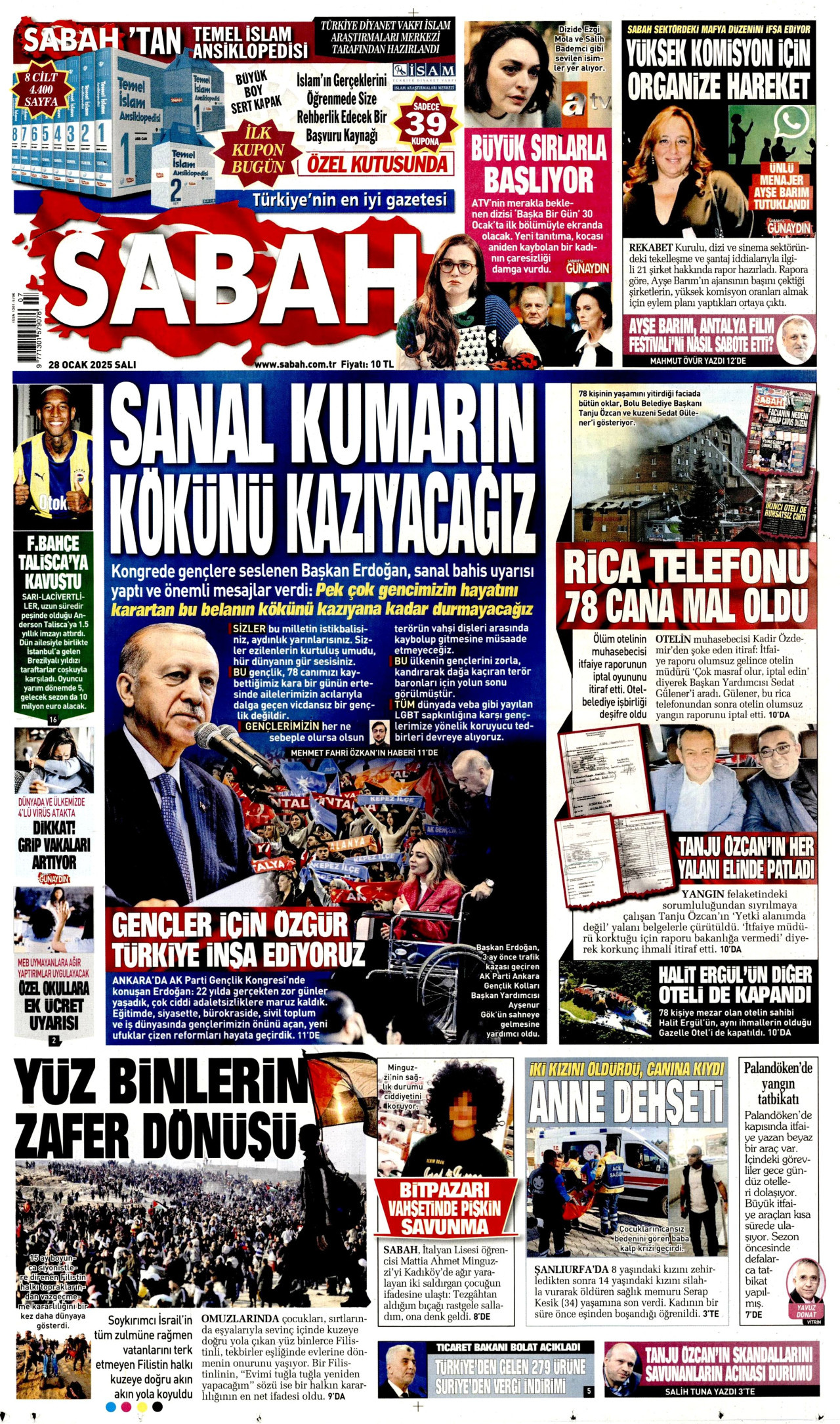 SABAH gazetesinin 28 Ocak 2025 tarihli birinci sayfası