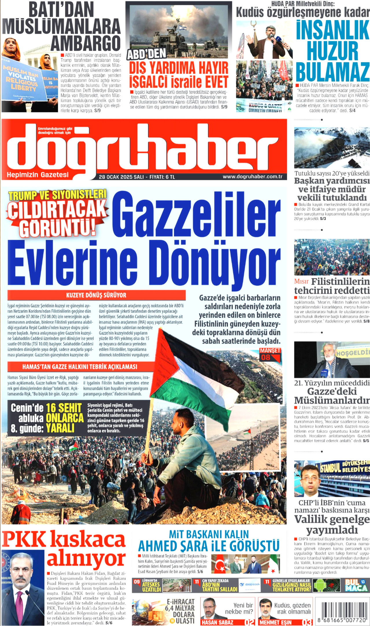 DOĞRU HABER gazetesinin 28 Ocak 2025 tarihli birinci sayfası