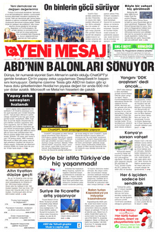 YENİ MESAJ 29 Ocak 2025 gazete manşeti