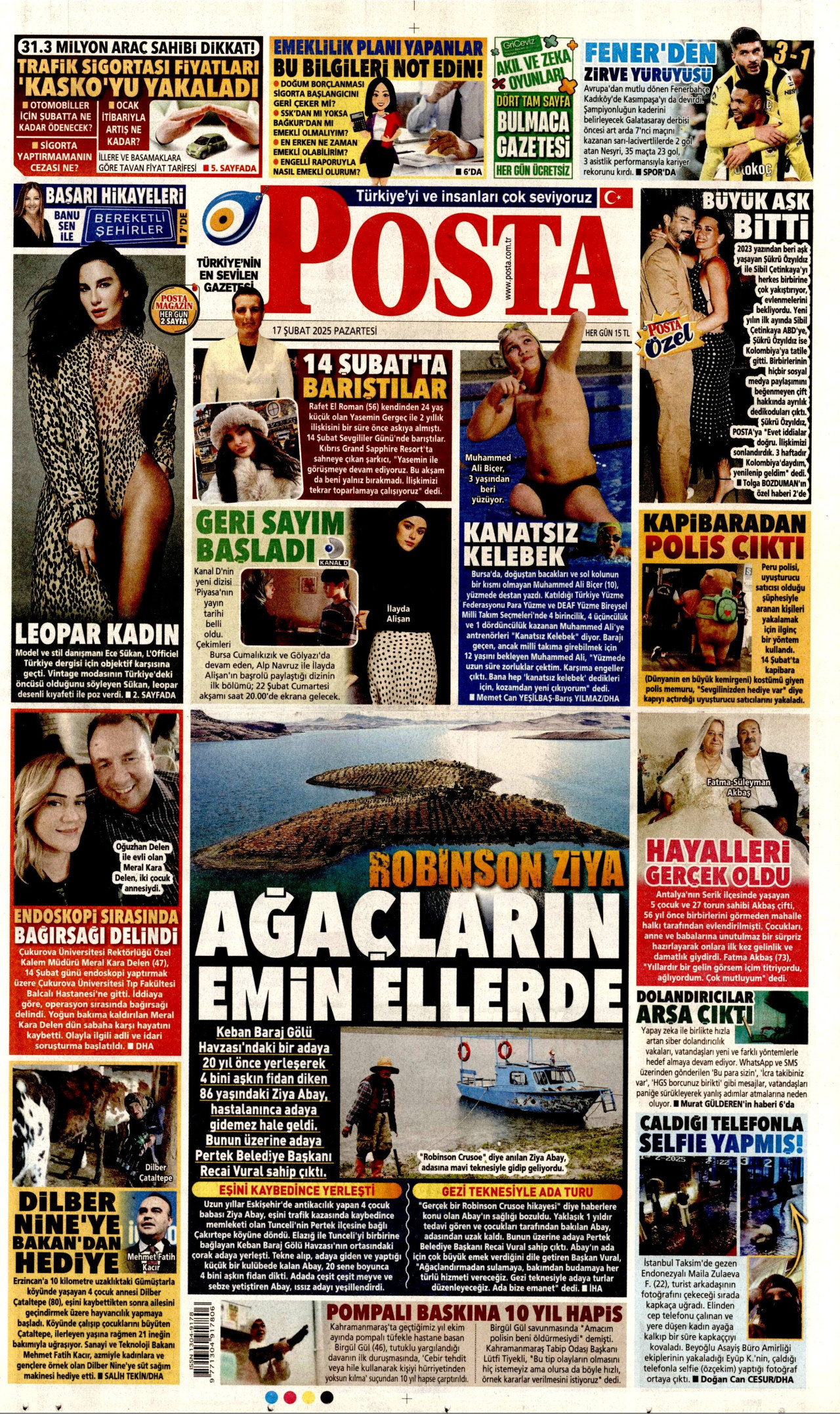 POSTA gazetesinin 17 Şubat 2025 tarihli birinci sayfası