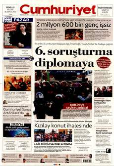 CUMHURİYET 23 Şubat 2025 gazete manşeti