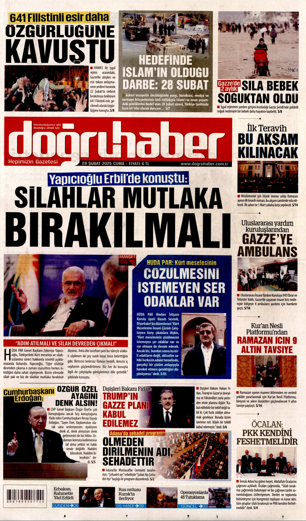 DOĞRU HABER gazetesinin 28 Şubat 2025 tarihli birinci sayfası