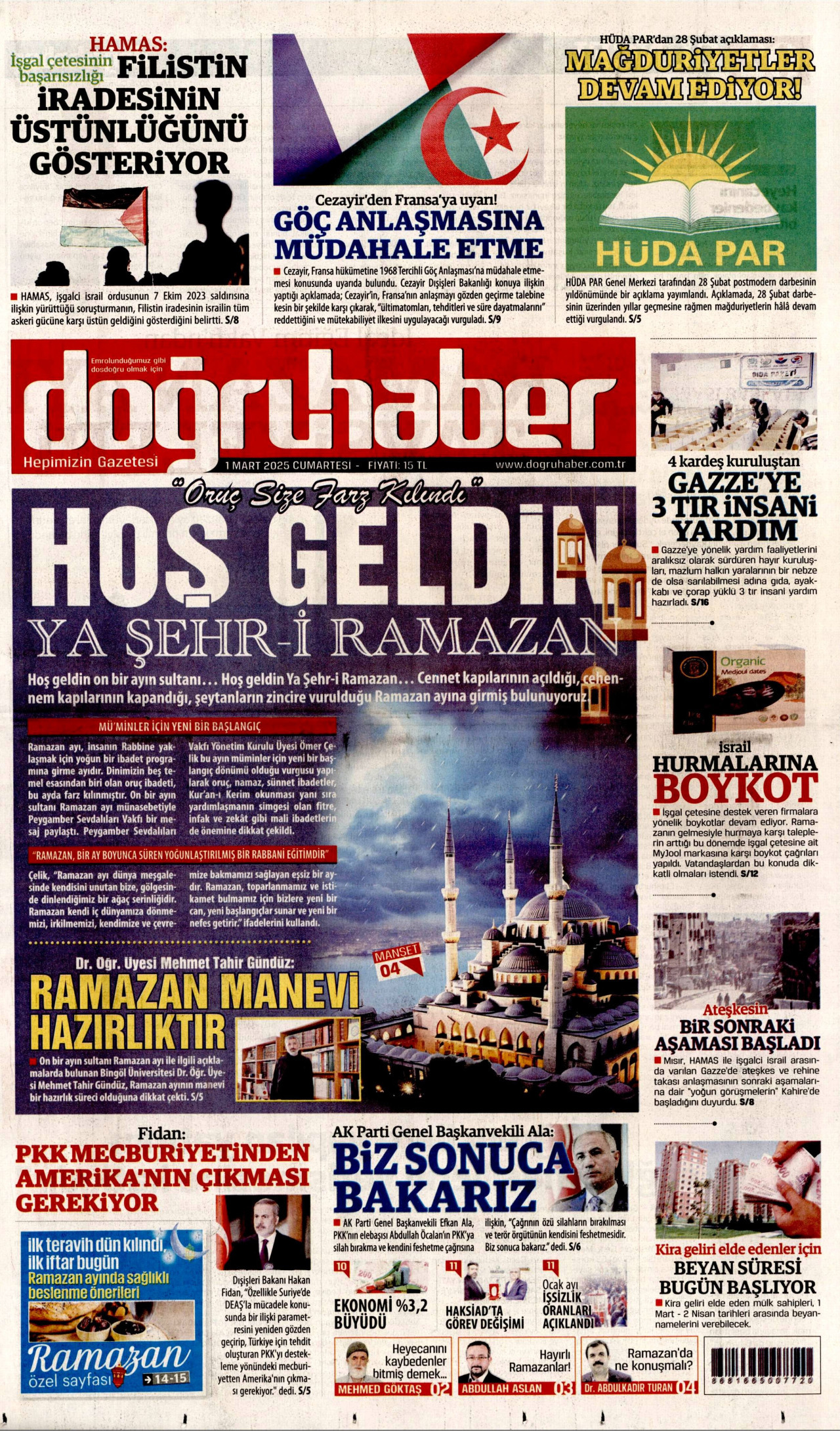 DOĞRU HABER gazetesinin 1 Mart 2025 tarihli birinci sayfası