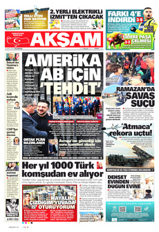 AKŞAM 3 Mart 2025 gazete manşeti
