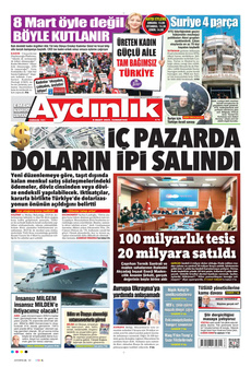 AYDINLIK GAZETESİ 8 Mart 2025 gazete manşeti