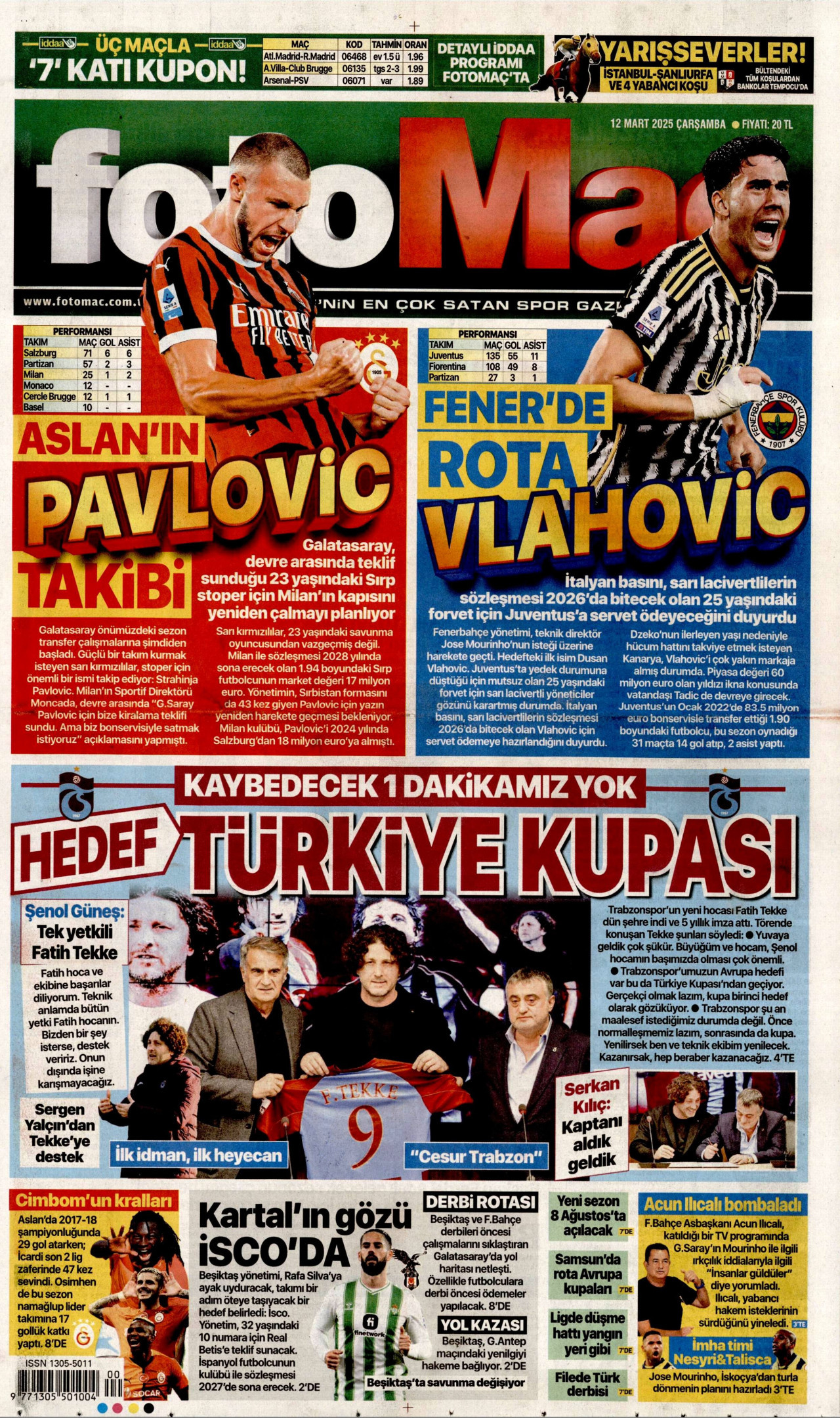 FOTOMAÇ gazetesinin 12 Mart 2025 tarihli birinci sayfası