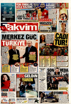 TAKVİM 16 Mart 2025 gazete manşeti