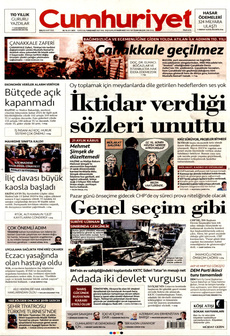 CUMHURİYET 18 Mart 2025 gazete manşeti