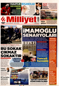 MİLLİYET 22 Mart 2025 gazete manşeti
