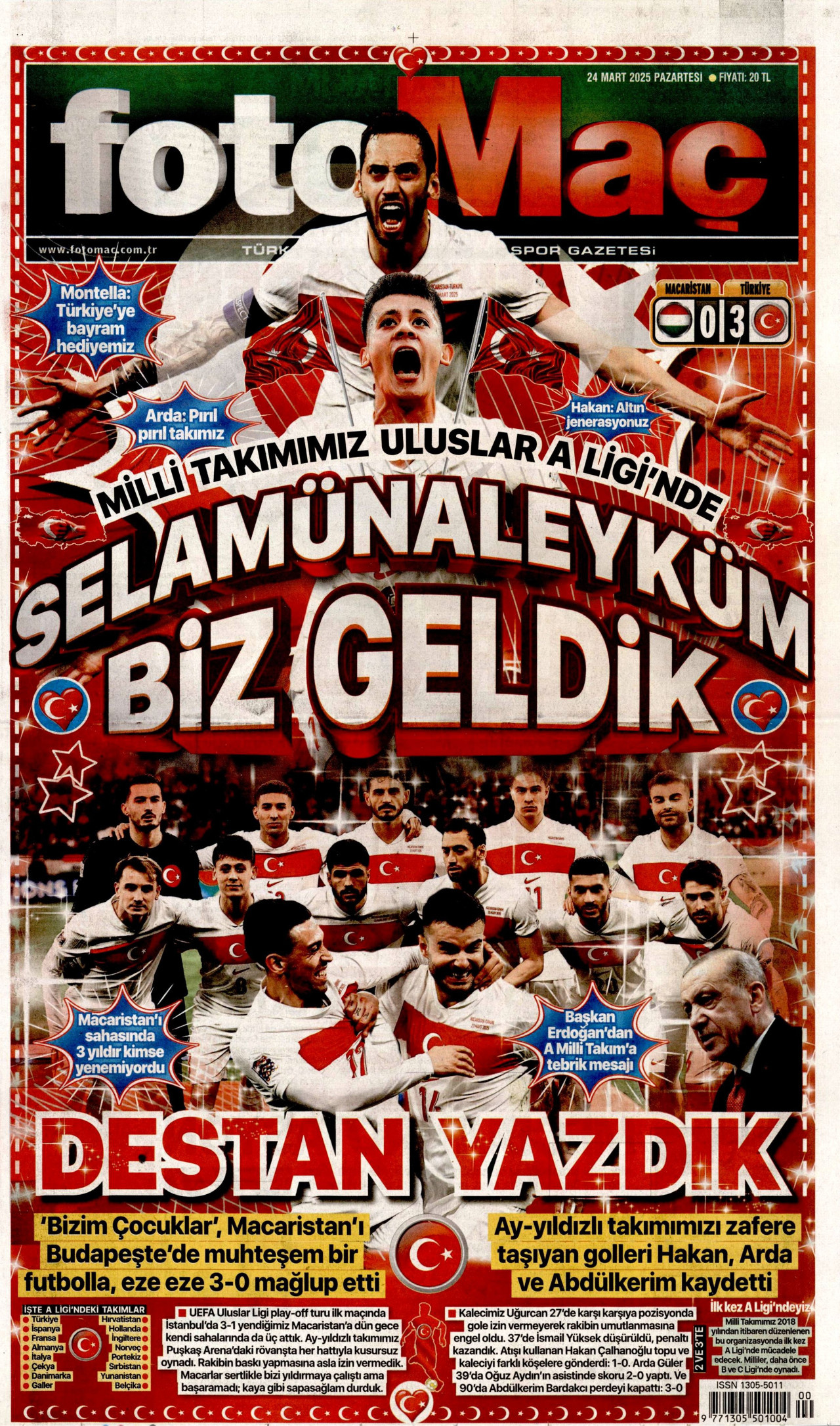 FOTOMAÇ gazetesinin 24 Mart 2025 tarihli birinci sayfası