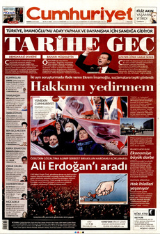 CUMHURİYET 23 Mart 2025 gazete manşeti