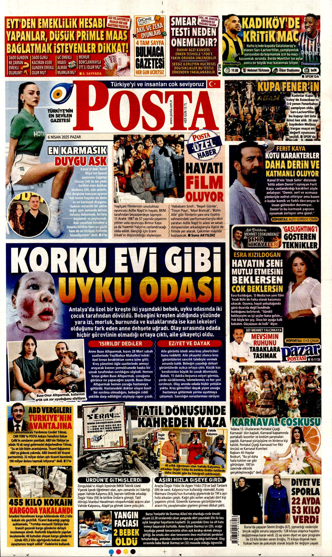 POSTA gazetesinin 6 Nisan 2025 tarihli birinci sayfası