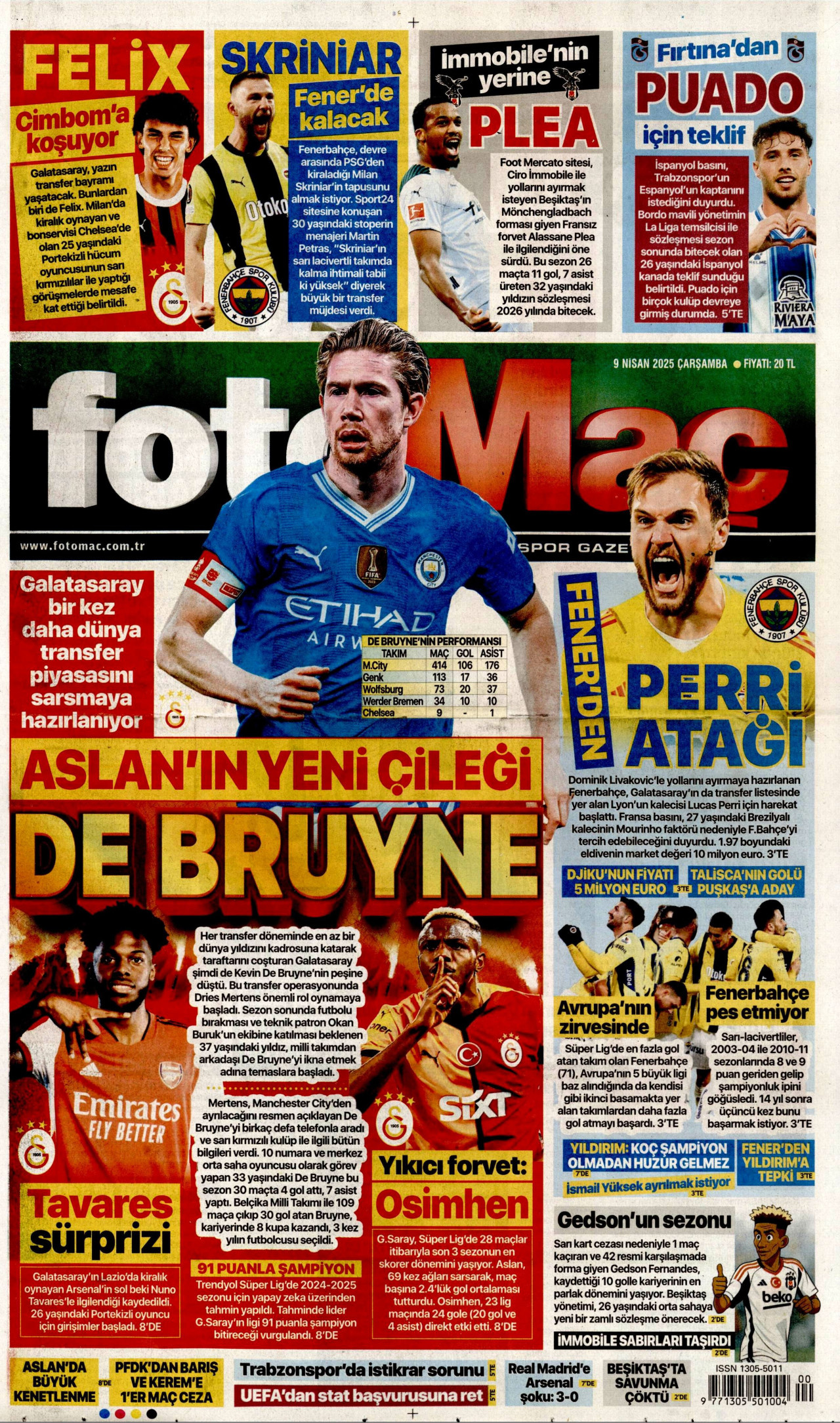 FOTOMAÇ gazetesinin 9 Nisan 2025 tarihli birinci sayfası