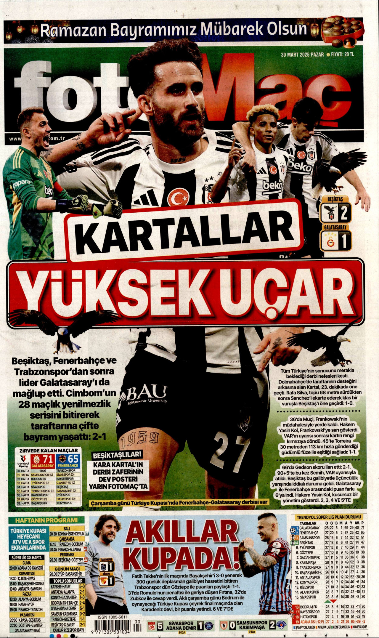 FOTOMAÇ gazetesinin 30 Mart 2025 tarihli birinci sayfası
