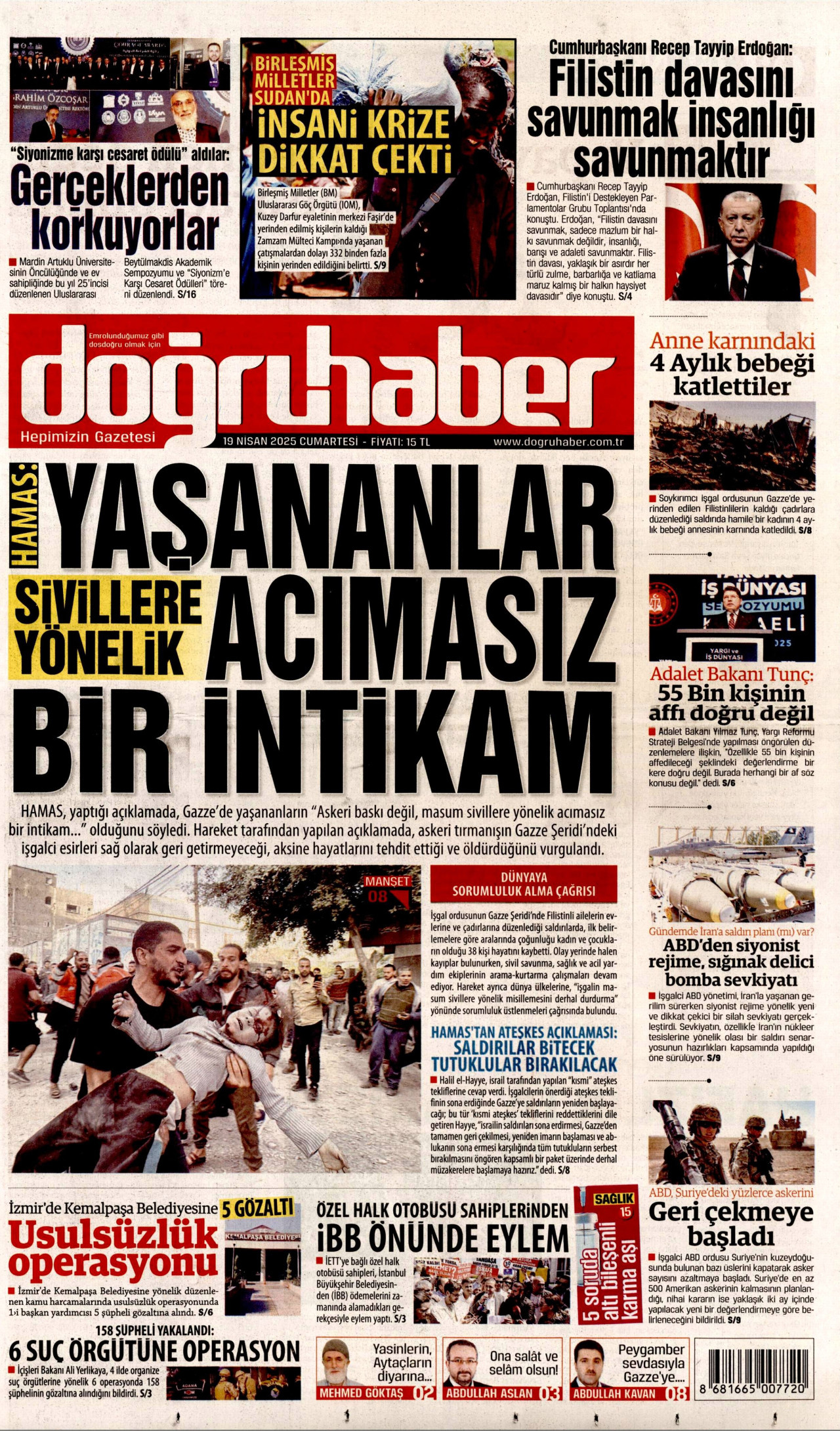 DOĞRU HABER gazetesinin 19 Nisan 2025 tarihli birinci sayfası