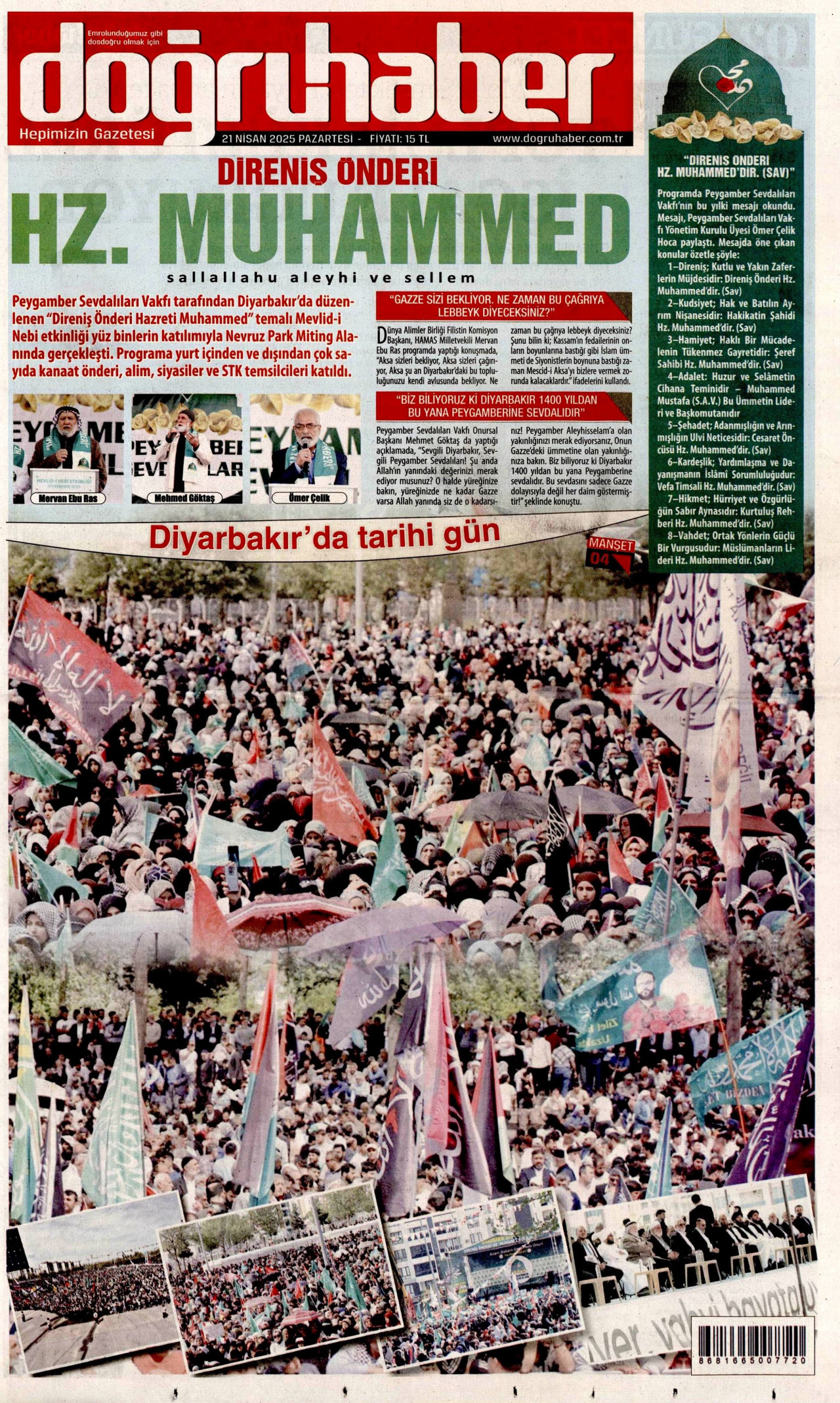 DOĞRU HABER gazetesinin 21 Nisan 2025 tarihli birinci sayfası