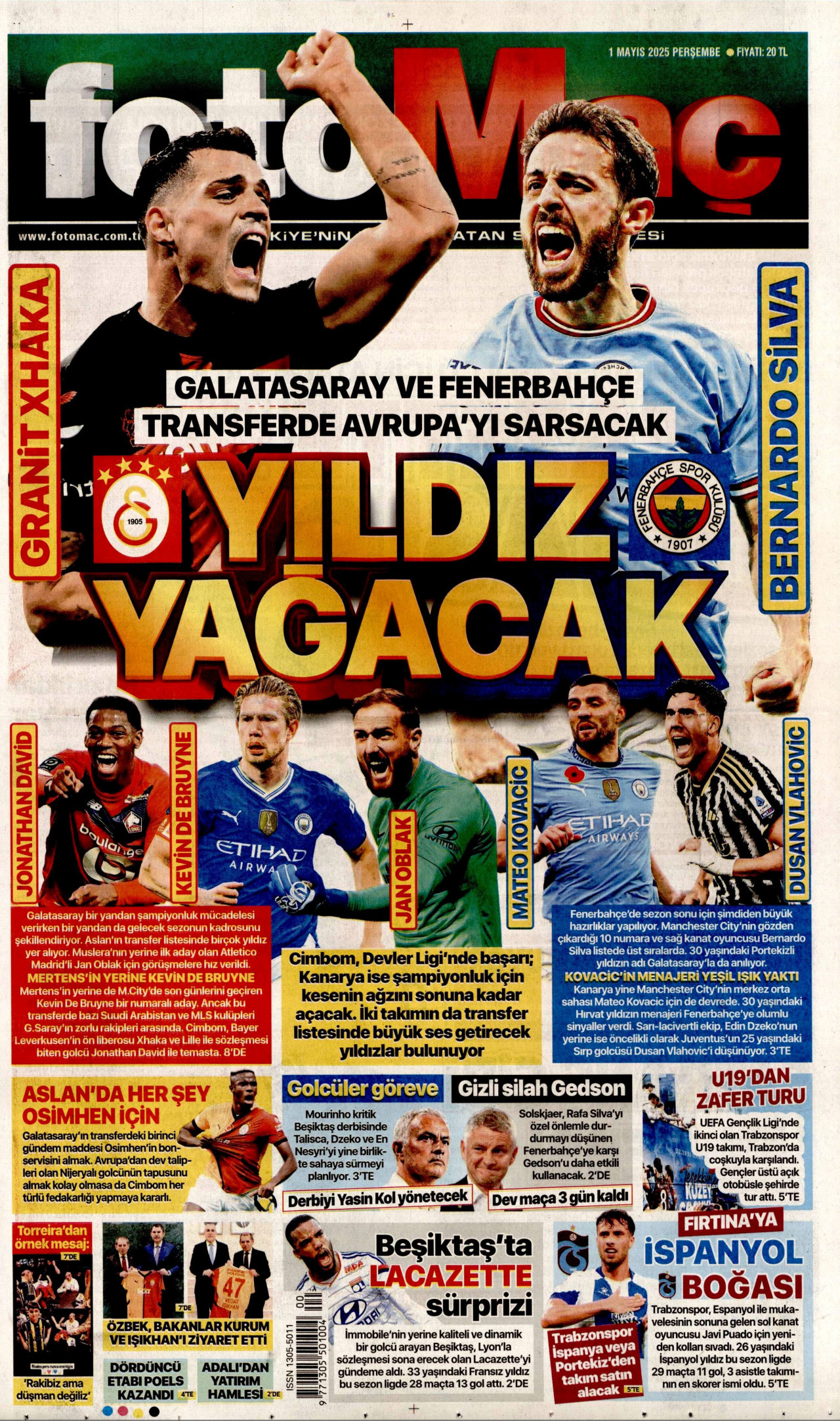 FOTOMAÇ gazetesinin 1 Mayıs 2025 tarihli birinci sayfası