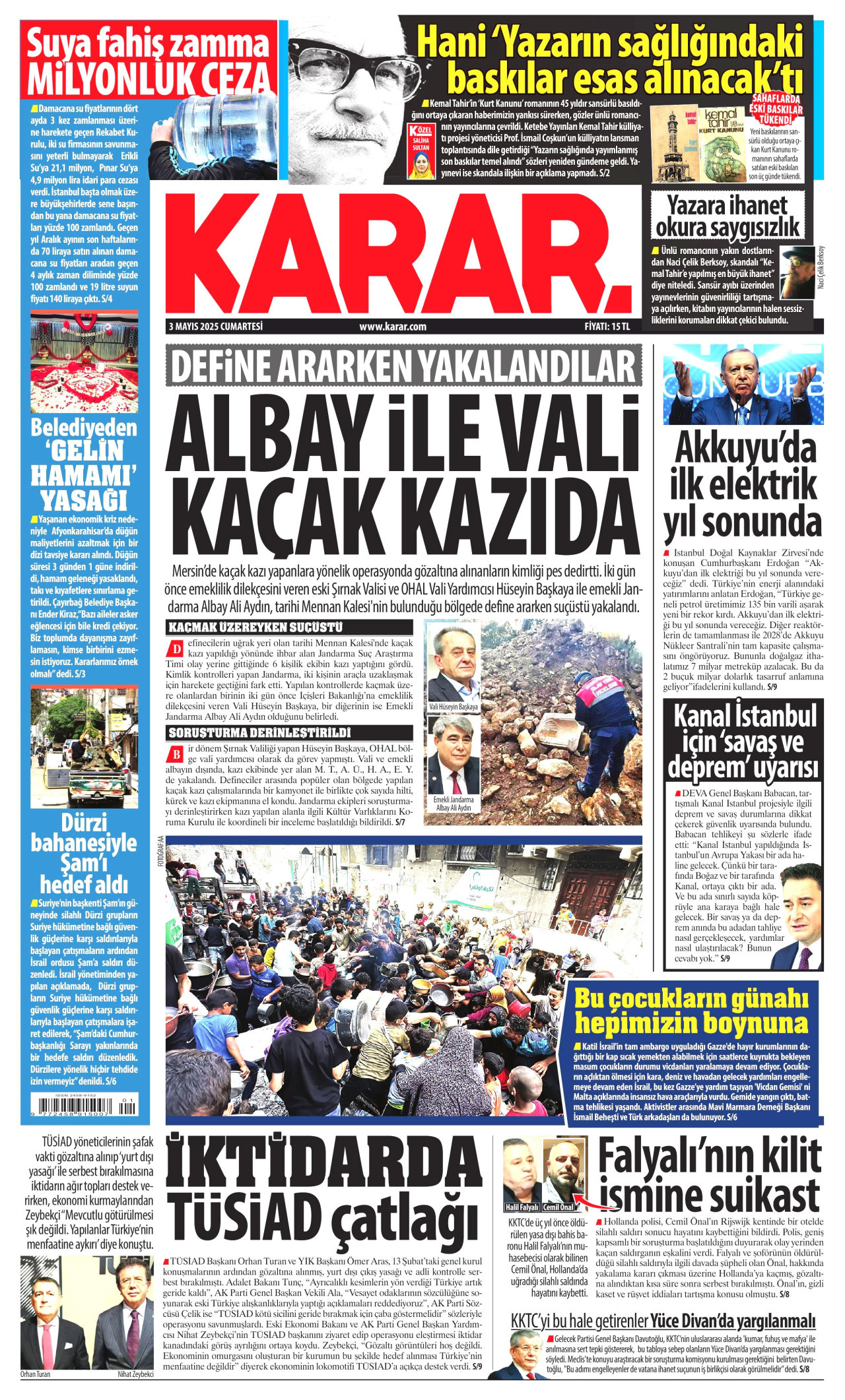 KARAR gazetesinin 3 Mayıs 2025 tarihli birinci sayfası