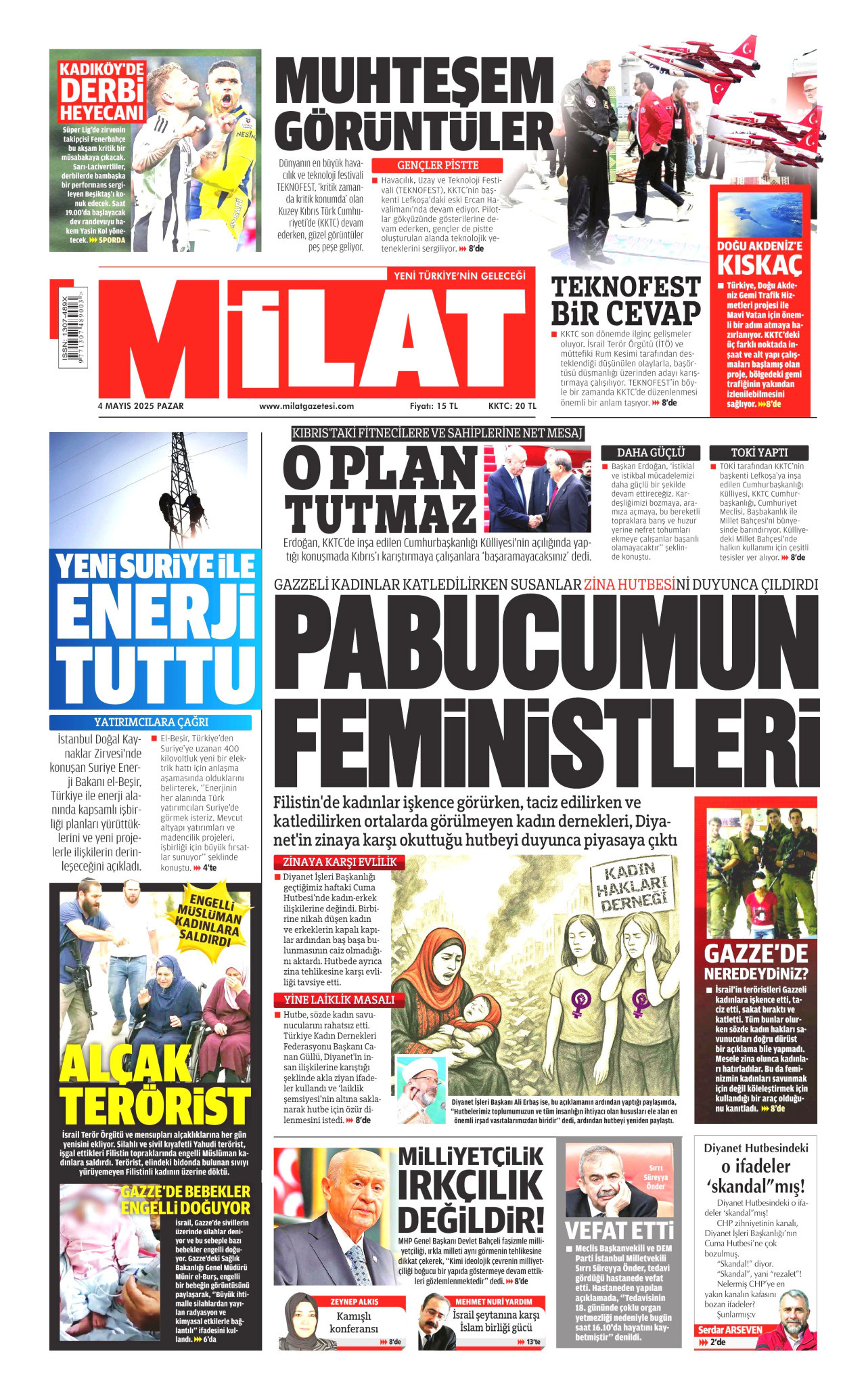 MİLAT gazetesinin 4 Mayıs 2025 tarihli birinci sayfası