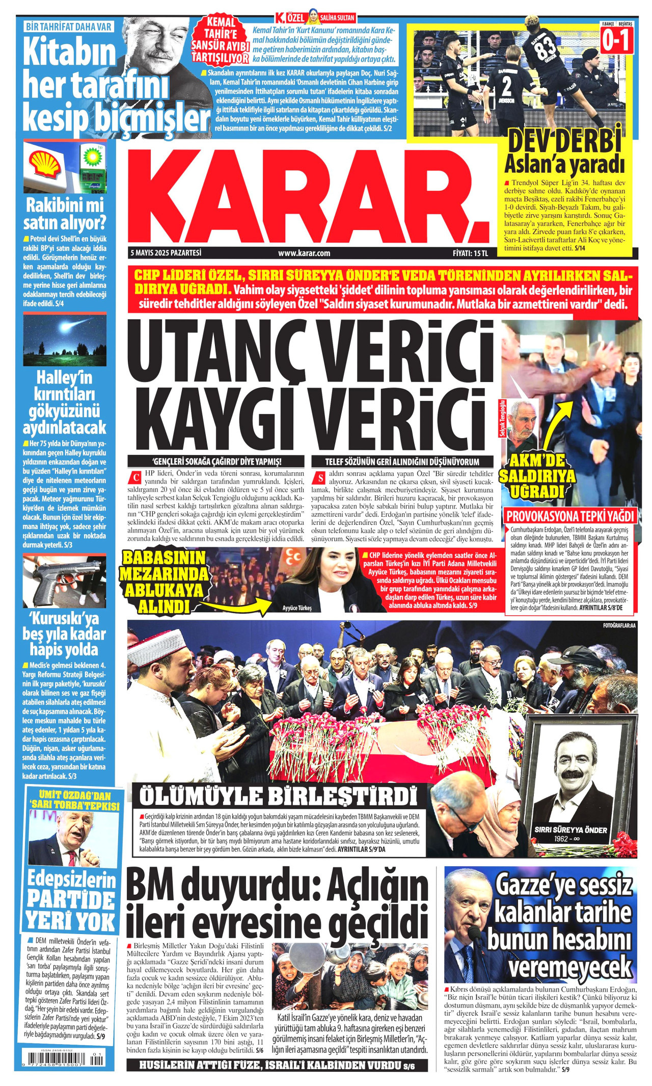 KARAR gazetesinin 5 Mayıs 2025 tarihli birinci sayfası
