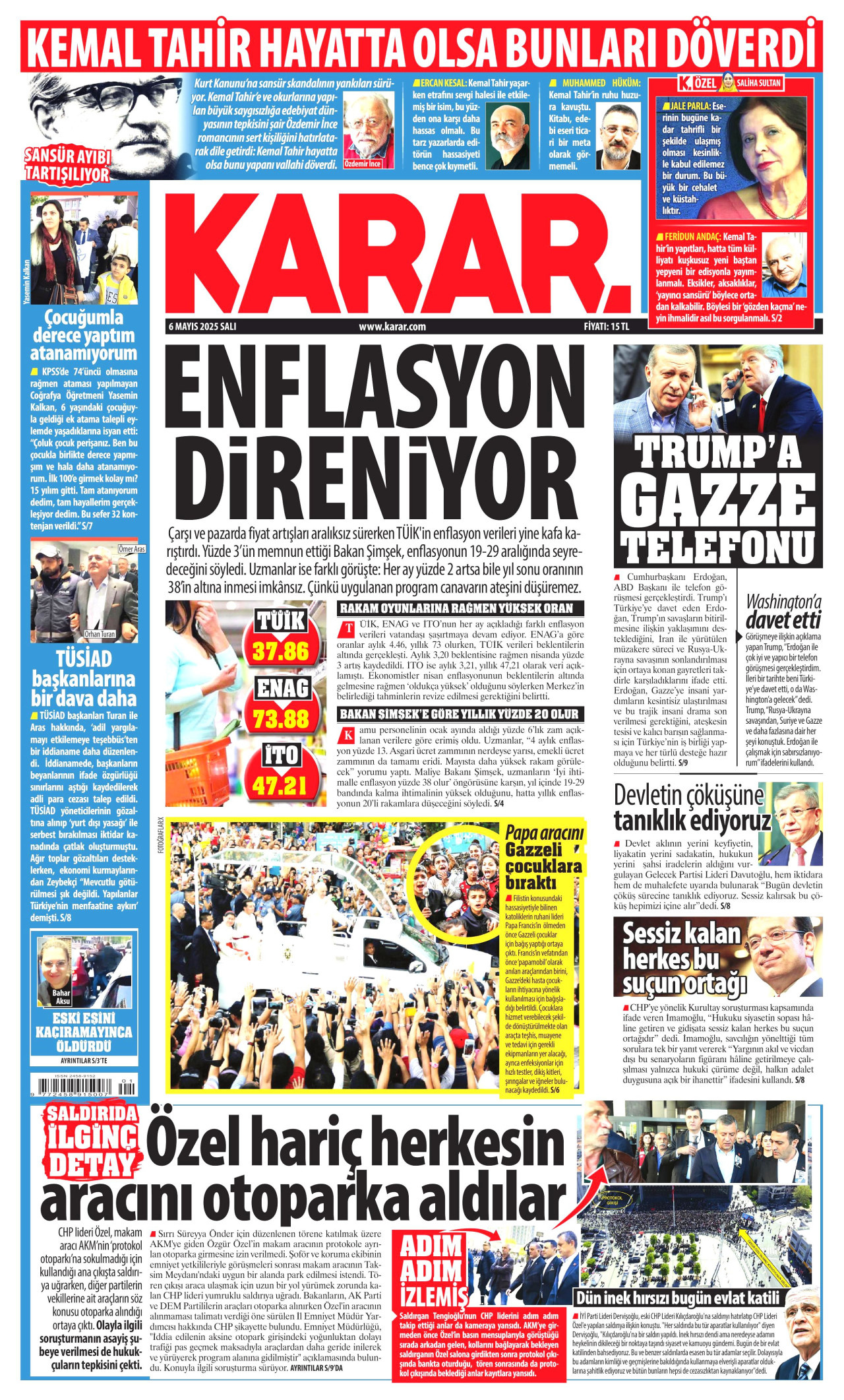 KARAR gazetesinin 6 Mayıs 2025 tarihli birinci sayfası